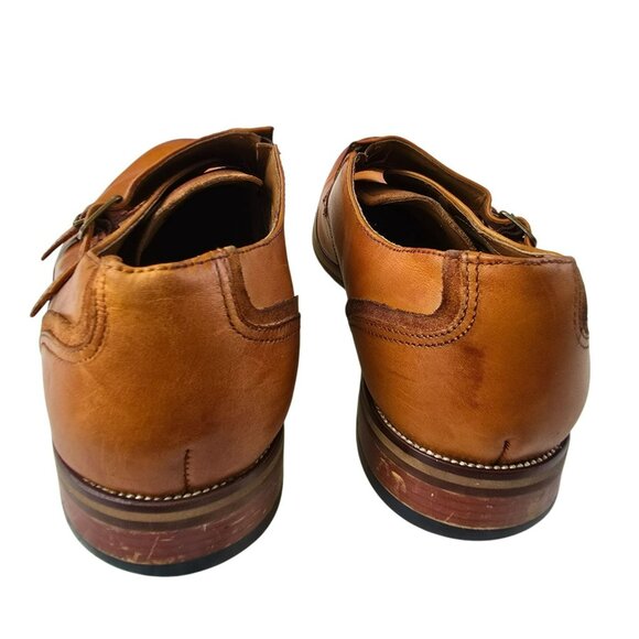 Brown ALDO Mens Monk Strap Leather Shoes Size 10 Cognac JJJ4106 - Picture 12 of 14